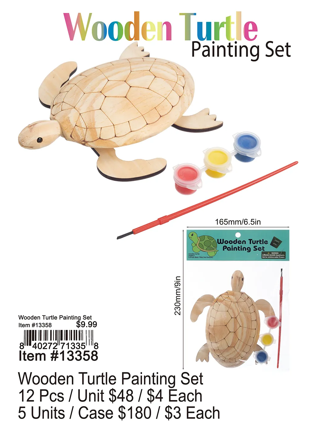 Wooden Turtle Painting Set